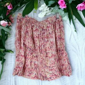 Abercrombie Kids Cute Pink Printed Girls L (14) Summer Skirt A-line Casual Knee